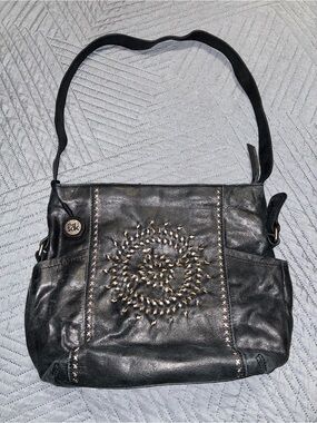The Sak Black Leather Shoulder Bag with Spiral Stud Detail